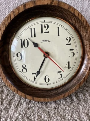 Vintage WUERSCH FALL RIVER solid wood frame wall clock, Kienzle Quartz. NICE! - Image 1 of 4