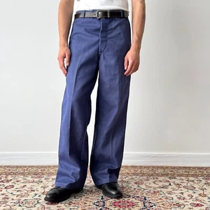 Vintage 80s Deadstock French Workwear Navy Sanfor Chore Pants - Picture 1 of 6