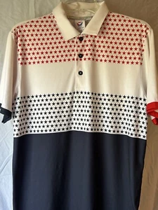 PUMA Volition American Golf Polo Shirt Red White Blue Stars USA Mens Small S - Picture 1 of 3