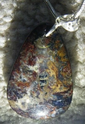 Pietersita Piedra Lágrima Colgante Collar Joyería Cadena Color Plata Foto 1 de 4