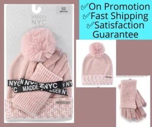 Madden NYC Mujer Gorro y Guante de Invierno Conjunto de 2 Piezas, TALLA ÚNICA ROSA - Imagen 1 de 12