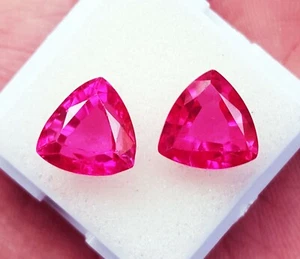 Natural Pink Sapphire Trillion Shape 14+ Ct Certified Pair Loose Gemstone PS01 - Picture 1 of 10