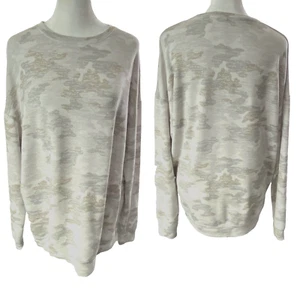 ATHLETA Women Camo Print Sweatshirt Size S White Pullover Crew Neck Long Sleeve - Picture 1 of 17