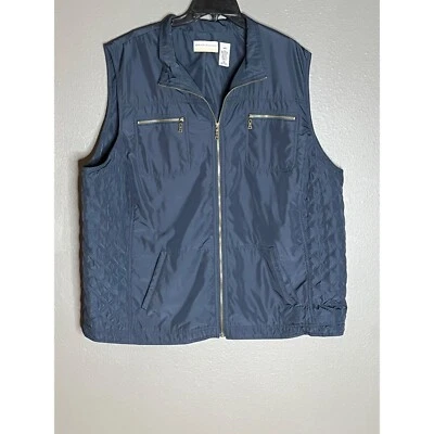 Alfred Dunner Womens Quilted Navy Vest Size 24W Polyester Zip Pockets See Pics - Image 1 of 4