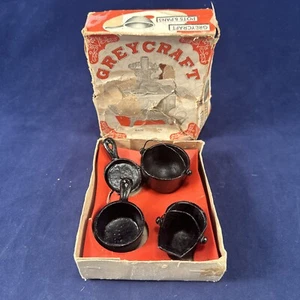 Greycraft Miniature Cast Iron Pots & Pans 4 Piece Iron Casting Co - Picture 1 of 6