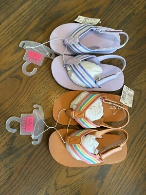 ДВЕ пары детских шлепанцев Place 10-11c для малышей ясельного возраста с задним ремнем НОВЫЕ с бирками  - Изображение 1 из 2