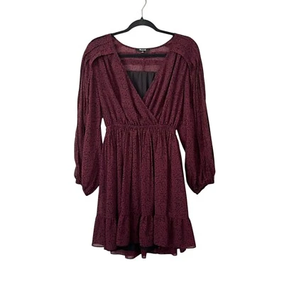 Mini Vestido Blusa Madewell Imitación Envoltura Granate Negro Floral Cachicho Foto 1 de 4