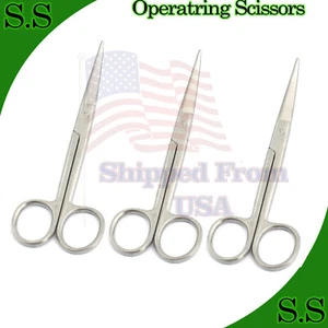 3 OPERATING DISSECTING SCISSORS 6.5" CURVED SHARP SHARP - Picture 1 of 2