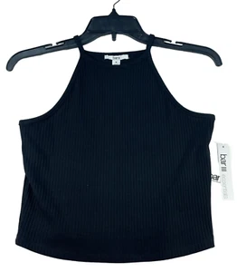 Bar III Crop Top Womens size Medium Black Ribbed Sleeveless Stretch New - Picture 1 of 7