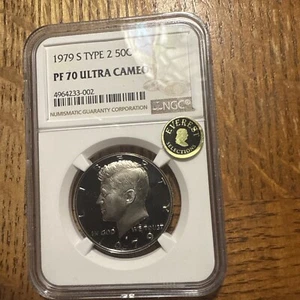 1979-S Type 2 Kennedy Half Dollar NGC PF 70 Ultra Cameo. ECC CERTIFIED - Picture 1 of 2