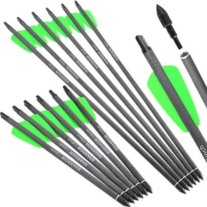 12X7.5/15'' Carbon Arrows Crossbow Bolts SP400 2'' Vanes Screw In Point Hunting - Picture 1 of 15