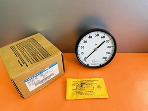 Aschroft Pressure Gauge 0-100PSI Conn. 1/4” NPT Back, 4.5” 452462SS - Picture 1 of 6