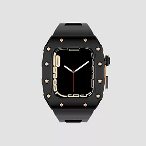 For Apple Watch 44mm 45mm RM MOD Kit Stainless Steel Case +Rubber Silicone Strap - Picture 1 of 46