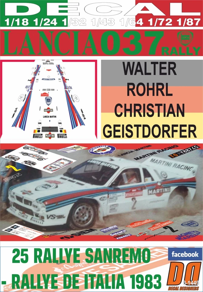 DECAL LANCIA 037 RALLY W.ROHRL R. SANREMO 1983 2nd (02) - Photo 1/1