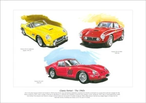 CLASSIC FERRARI The 1960's - Fine Art Print A3 Size - 250 GT Cali Spyder GTO SWB - Picture 1 of 1