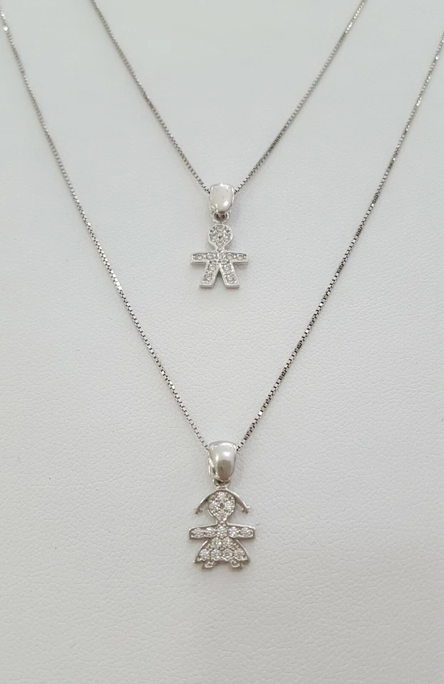 COLLANA CIONDOLO BEBE' BIMBO BIMBA PAVE' IN ARGENTO 925 CHARMS - Immagine 1 di 1