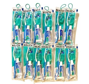 12 REACH Travel Toothbrush Set Crest Toothpaste Soft Bristle, Disposable Kit - Picture 1 of 9