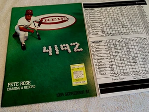PETE ROSE #4192 Hit Program with Boxscore & ticket stub enclosed -Exc./Mint - Picture 1 of 1