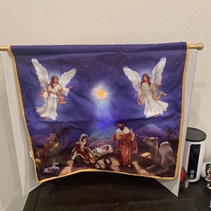 Vintage Manger Nativity Scene Wall Hanging, Lights Up, Battery Operation - Picture 1 of 8