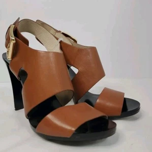 MICHAEL Michael Kors Carla Brown Leather Platform Sandals Size 8M - Picture 1 of 8