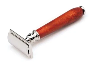 Navaja de afeitar de seguridad tradicional con asas de madera de raíz de Erbe, Alemania - Imagen 1 de 1
