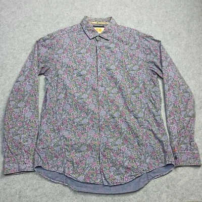 Hugo Boss-Orange Uomo Shirt XL (Per Like Taglia L) Slim Viola Floreale a Bottoni - Immagine 1 di 4