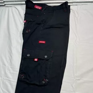 Vintage COOGI Baggy Cargo Jeans Mens 34x34 JNCO Black Wide Leg Hip Hop - Picture 1 of 19