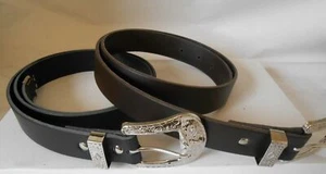 2 Colours WESTERN Style Genuine Leather BELT - 30mm Wide - Sizes S, M, L, XL - Picture 1 of 4