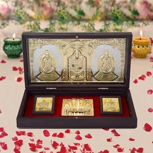 Beautiful Tirupati Balaji Venkateshwara with Charan Paduka Devotional Prayer Box - Picture 1 of 2