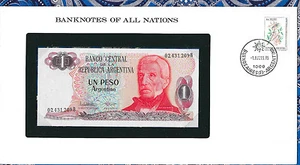 Banknotes of all Nations Argentina 1983-85 1 Peso P 311a2 UNC Serie B Vasquez - Picture 1 of 3