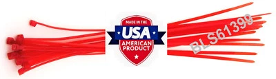 USATOUGHTIES 100 USA Made TOUGH TIES 8" inch 50lb Nylon Tie Wraps Wire Cable Zip Ties Red