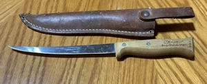 Vintage KABAR PRO-FISHERMAN Fillet Knife & Sheath USA Made Vintage Wood Handle - Picture 1 of 4