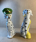 Ceramic Sitting Dalmatians Pair One With Hat And Other With Hose Unbranded