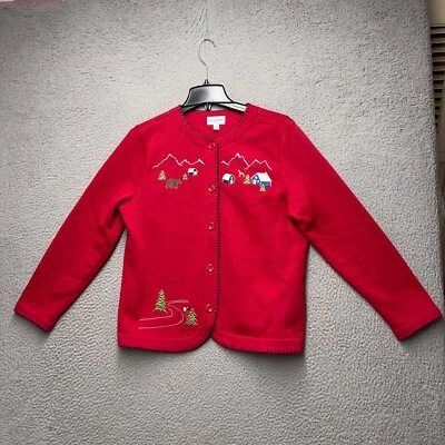 Cárdigan suéter Breckenridge Petite para mujer pequeño grande rojo cabina montaña Foto 1 de 4