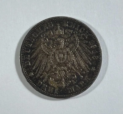 Germany-Saxony-Albertine 1913 3 Mark (#2655) AU lite issues - Image 1 of 2