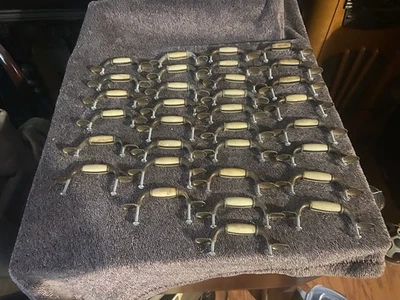Thirty two (32)  Ceramic and Brass Dresser Drawer Pulls Cabinet Handles - Image 1 of 2