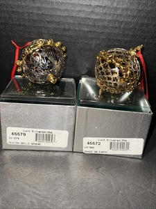 Pair Of Lunt SilverSmiths Christmas Ornaments, Peace on Earth And Sleigh Bells - Picture 1 of 4