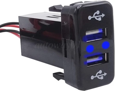 For Toyota Tacoma Tundra 4Runner RAV4 2008-2022 Dual Port Charger 2 USB Car+Wire - Изображение 1 из 4