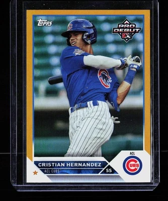 2023 Topps Pro Debut #PD-163 Cristian Hernandez Gold #/50 - Image 1 of 2