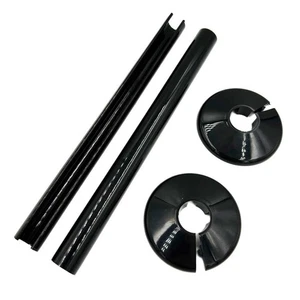 2 x Cubiertas y collares negros para tuberías de radiador - Imagen 1 de 3