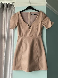 MISSGUIDED Pinkish Beige Polyurethane Coated Ladies’ Short Dress Size 6 - Picture 1 of 19