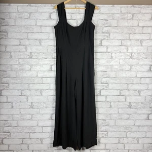 MADEWELL NWD $148 Cap-Sleeve Wide Leg True Black Crop Jumpsuit sz 12 NO118 - Picture 1 of 8