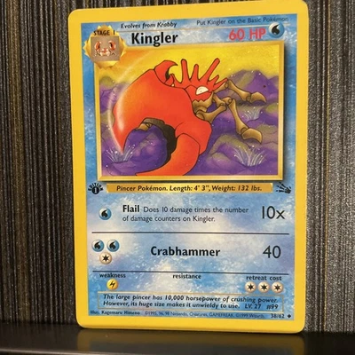 1ST EDITION KINGLER - FOSSIL SET - POKEMON TCG - WOTC -  38/62 - Image 1 of 2