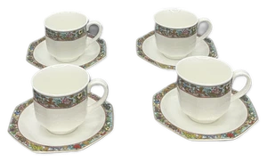 Villeroy & Boch Happy Seasons Demitasse Cup Saucer Espresso Heinrich Set of 4 - Picture 1 of 4