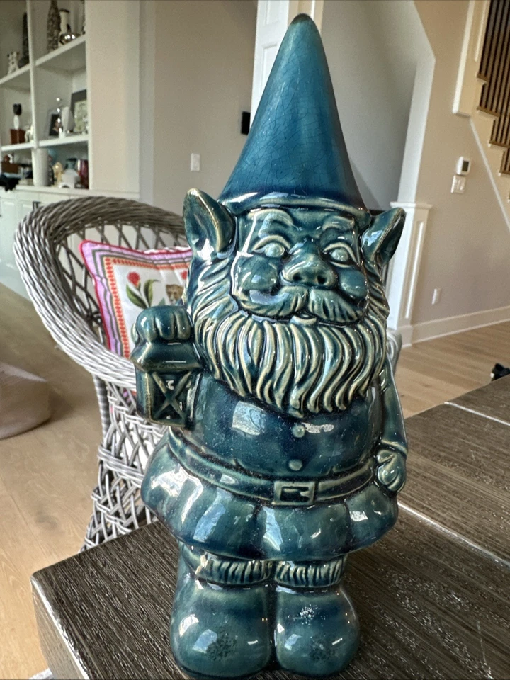 Estatua decorativa escultura azul gnomo jardín vintage Foto 1 de 4