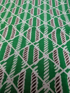 Vtg Feedsack Cotton Half Sack 40s Grid Rope Diamond Nautical Green 20x36 - Picture 1 of 6