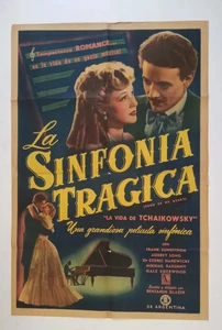 PÓSTER ORIGINAL DE LA PELÍCULA ARGENTINA DE COLECCIÓN Canción de mi corazón Vida de Tchaikovsky - Imagen 1 de 9