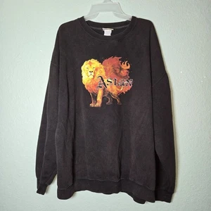 VTG Disney Parks Animal Kingdom Asian Lion Graphic Black Sweatshirt sz XXL READ - Picture 1 of 13
