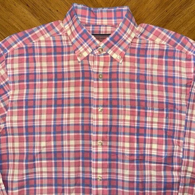 Camisa Vineyard Vines Para Hombre Talla Mediana Murray Rosa Azul A Cuadros Con Botones Foto 1 de 4