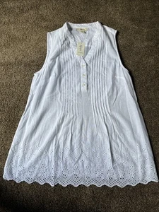 Style&Co Camisa Columpio Algodón Blanco Sin Mangas Ojales Parte Inferior. Talla L. Lista $49,50. - Imagen 1 de 8